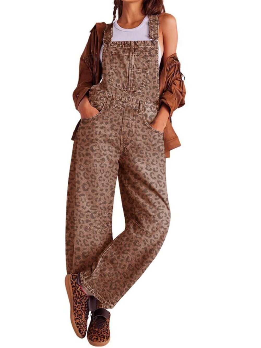 Women Casual Denim Bib Overalls Baggy Barrel Jeans Y2k Wide Leg Denim Jumpsuit